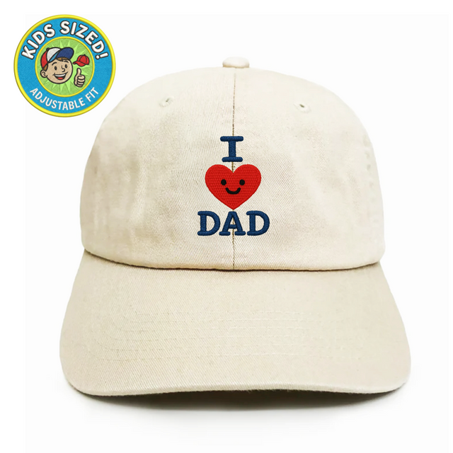 I Heart Dad embroidered kids hat cream cute hat gift for kids Dad Brand