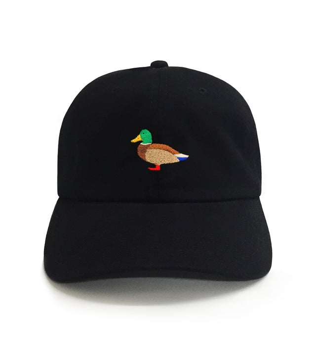 Duck Dad Hat – Black embroidered 6-panel cotton hat with duck emblem. Funny golf dad hat & best gift for dads with humor.