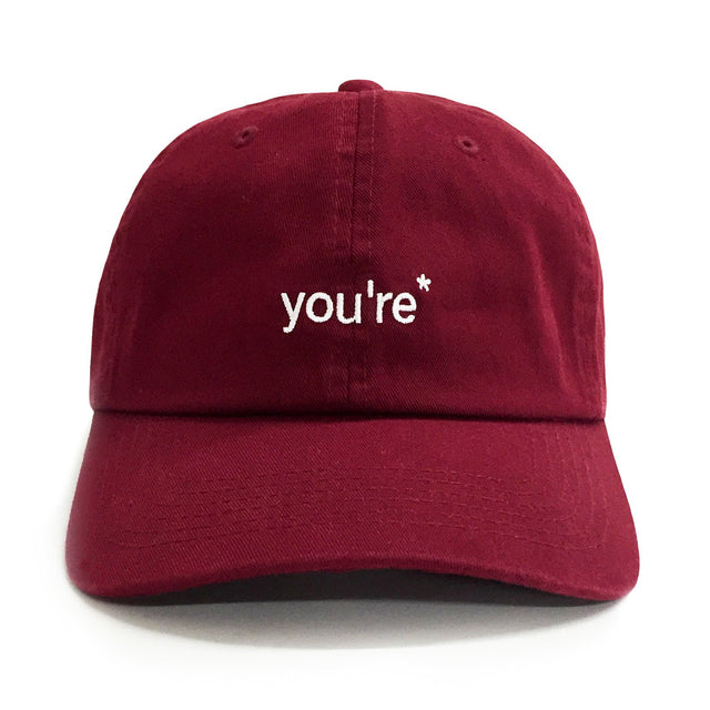 You're grammar joke embroidered dad hat maroon funny dad hat by Dad Brand
