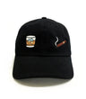 Scotch/Cigar embroidered dad hat black with scotch glass and cigar design from Dad Brand